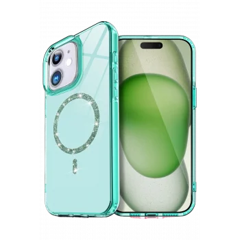 Mey İthalat®   iPhone 12 Live Diamond Magsafe Kapak - Yeşil