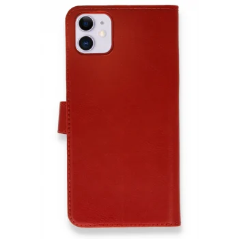 Mey İthalat®   iPhone 12 Mini Kılıf Trend S Plus Kapaklı Kılıf - Kırmızı
