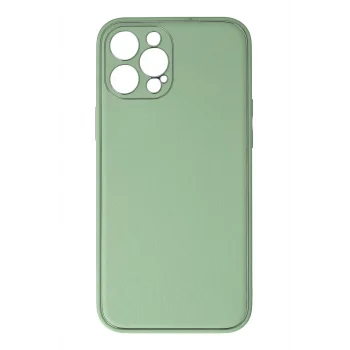 Mey İthalat®   iPhone 12 Pro Kılıf Coco Deri Silikon Kapak - Açık Yeşil