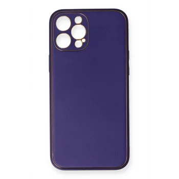 Mey İthalat®   iPhone 12 Pro Kılıf Coco Deri Silikon Kapak - Mor