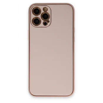 Mey İthalat®   iPhone 12 Pro Kılıf Coco Deri Silikon Kapak - Pudra