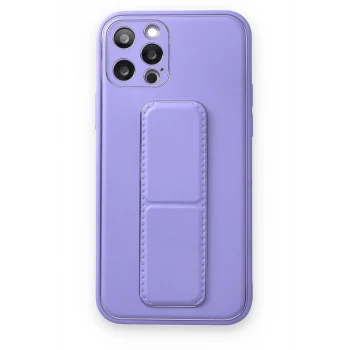 Mey İthalat®   iPhone 12 Pro Kılıf Coco Deri Standlı Kapak - Koyu Lila