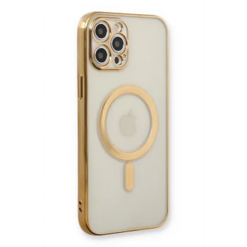 Mey İthalat®   iPhone 12 Pro Kılıf Magneticsafe Lazer Silikon - Gold