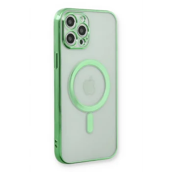 Mey İthalat®   iPhone 12 Pro Kılıf Magneticsafe Lazer Silikon - Haki Yeşil