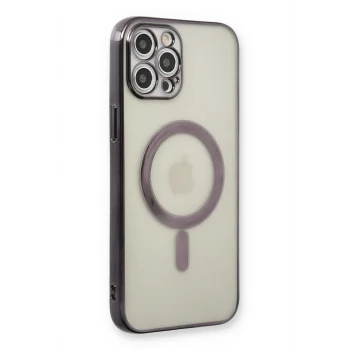 Mey İthalat®   iPhone 12 Pro Kılıf Magneticsafe Lazer Silikon - Siyah