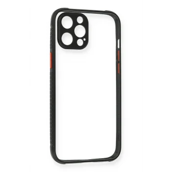 Mey İthalat®   iPhone 12 Pro Kılıf Miami Şeffaf Silikon - Siyah