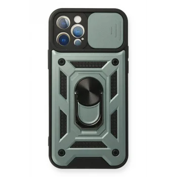 Mey İthalat®   iPhone 12 Pro Kılıf Pars Lens Yüzüklü Silikon - Yeşil