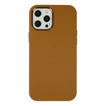 Mey İthalat®   iPhone 12 Pro Max Kılıf Asya Deri Silikon - Kahverengi
