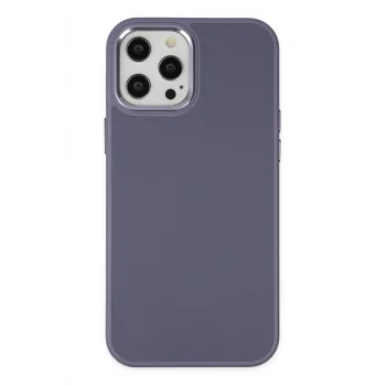 Mey İthalat®   iPhone 12 Pro Max Kılıf Asya Deri Silikon - Mor