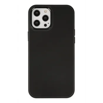 Mey İthalat®   iPhone 12 Pro Max Kılıf Asya Deri Silikon - Siyah