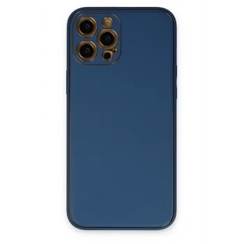 Mey İthalat®   iPhone 12 Pro Max Kılıf Coco Deri Silikon Kapak - Açık Mavi