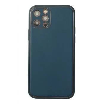 Mey İthalat®   iPhone 12 Pro Max Kılıf Coco Deri Silikon Kapak - Mavi