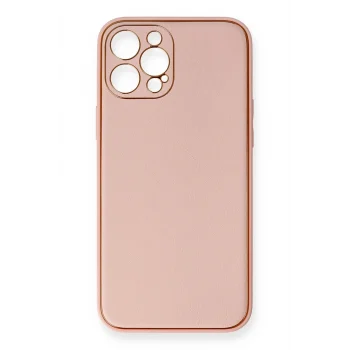 Mey İthalat®   iPhone 12 Pro Max Kılıf Coco Deri Silikon Kapak - Pembe
