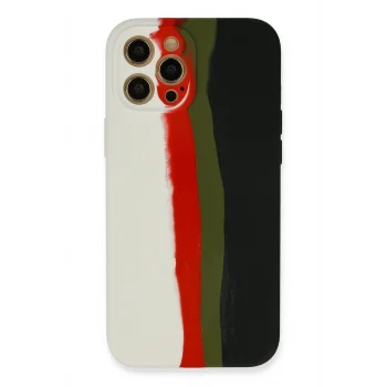Mey İthalat®   iPhone 12 Pro Max Kılıf Ebruli Lansman Silikon - Beyaz-Siyah
