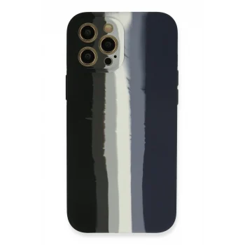 Mey İthalat®   iPhone 12 Pro Max Kılıf Ebruli Lansman Silikon - Siyah-Lacivert