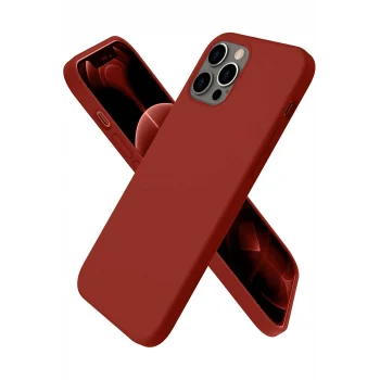 Mey İthalat®   iPhone 12 Pro Max Kılıf First Silikon - Bordo
