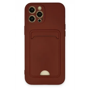 Mey İthalat®   iPhone 12 Pro Max Kılıf Kelvin Kartvizitli Silikon - Bordo