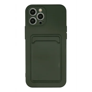 Mey İthalat®   iPhone 12 Pro Max Kılıf Kelvin Kartvizitli Silikon - Koyu Yeşil