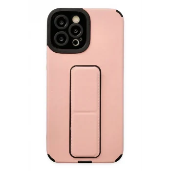 Mey İthalat®   iPhone 12 Pro Max Kılıf Mega Standlı Silikon - Pudra