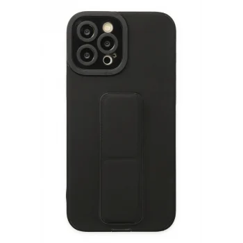 Mey İthalat®   iPhone 12 Pro Max Kılıf Mega Standlı Silikon - Siyah