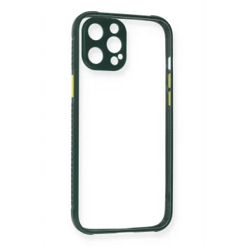 Mey İthalat®   iPhone 12 Pro Max Kılıf Miami Şeffaf Silikon - Koyu Yeşil