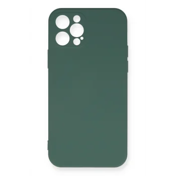 Mey İthalat®   iPhone 12 Pro Max Kılıf Nano içi Kadife Silikon - Koyu Yeşil