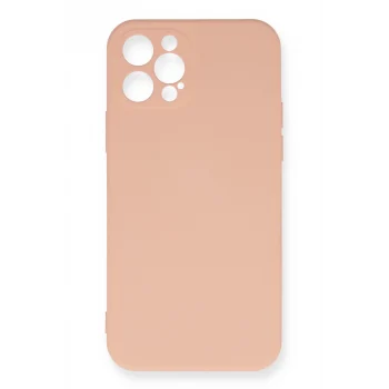 Mey İthalat®   iPhone 12 Pro Max Kılıf Nano içi Kadife Silikon - Pudra
