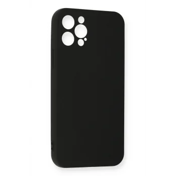 Mey İthalat®   iPhone 12 Pro Max Kılıf Nano içi Kadife Silikon - Siyah