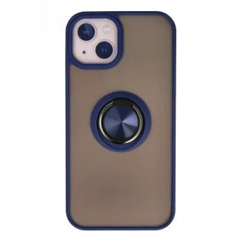 Mey İthalat®   iPhone 13 Kılıf Montreal Yüzüklü Silikon Kapak - Lacivert