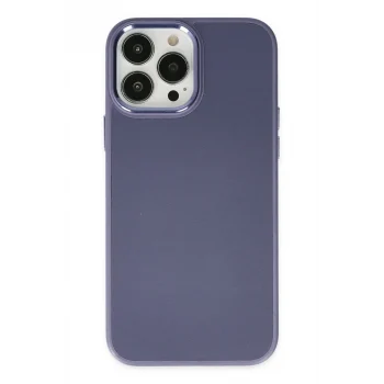 Mey İthalat®   iPhone 13 Pro Kılıf Asya Deri Silikon - Mor