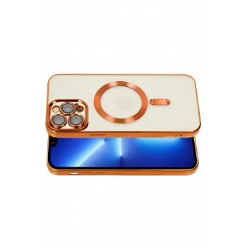 Mey İthalat®   iPhone 13 Pro Kılıf Kross Magneticsafe Kapak - Turuncu