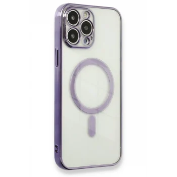 Mey İthalat®   iPhone 13 Pro Kılıf Magneticsafe Lazer Silikon - Mor