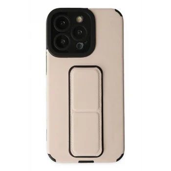 Mey İthalat®   iPhone 13 Pro Kılıf Mega Standlı Silikon - Gold