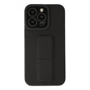 Mey İthalat®   iPhone 13 Pro Kılıf Mega Standlı Silikon - Siyah