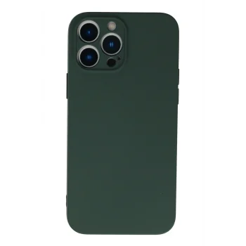 Mey İthalat®   iPhone 13 Pro Kılıf Nano içi Kadife Silikon - Koyu Yeşil