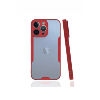 Mey İthalat®   iPhone 13 Pro Kılıf Platin Silikon - Kırmızı