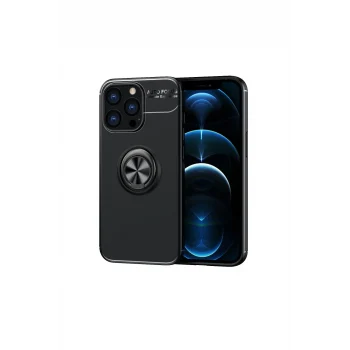 Mey İthalat®   iPhone 13 Pro Kılıf Range Yüzüklü Silikon - Siyah