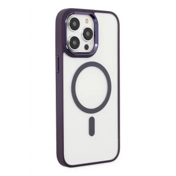 Mey İthalat®   iPhone 13 Pro Kılıf Room Magneticsafe Silikon - Derin Mor