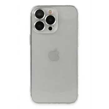 Mey İthalat®   iPhone 13 Pro Max Kılıf Luko Lens Silikon - Gümüş