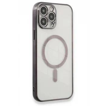 Mey İthalat®   iPhone 13 Pro Max Kılıf Magneticsafe Lazer Silikon - Siyah