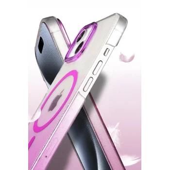 Mey İthalat®   iPhone 14 Glossy Magsafe Kapak - Çöl Titanyum