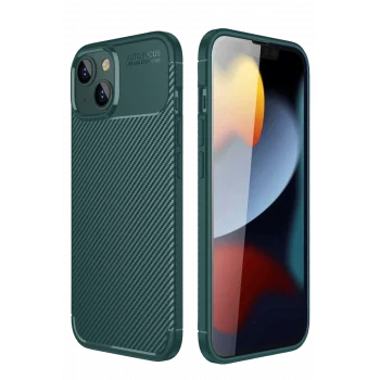 Mey İthalat®   iPhone 14 Kılıf Auto Focus Karbon Kapak - Koyu Yeşil