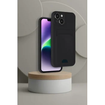 Mey İthalat®   iPhone 14 Kılıf Kelvin Kartvizitli Silikon - Kahverengi