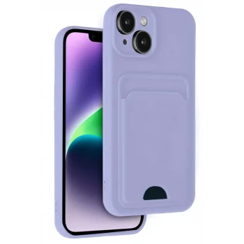 Mey İthalat®   iPhone 14 Kılıf Kelvin Kartvizitli Silikon - Lila