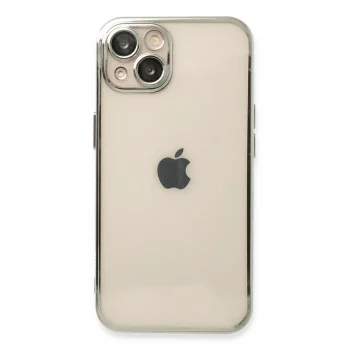 Mey İthalat®   iPhone 14 Kılıf  Lensli Silikon - Gümüş