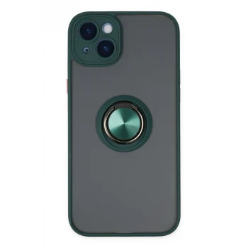 Mey İthalat®   iPhone 14 Kılıf Montreal Yüzüklü Silikon Kapak - Yeşil
