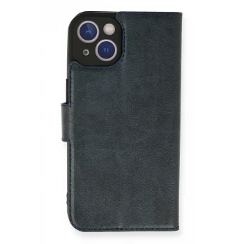 Mey İthalat®   iPhone 14 Kılıf Trend S Plus Kapaklı Kılıf - Lacivert