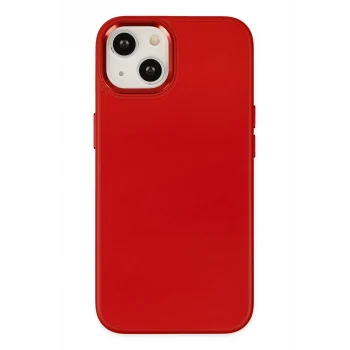 Mey İthalat®   iPhone 14 Plus Kılıf Asya Deri Silikon - Kırmızı