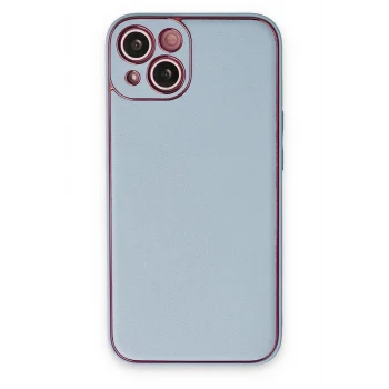 Mey İthalat®   iPhone 14 Plus Kılıf Coco Deri Silikon Kapak - Sky Blue