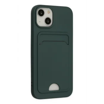 Mey İthalat®   iPhone 14 Plus Kılıf Kelvin Kartvizitli Silikon - Koyu Yeşil